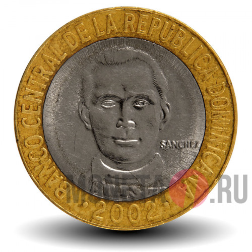 5 песо 2002 года - Доминикана - Санчес