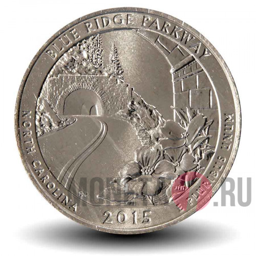 25 центов 2015 года - Автомагистраль Блу-Ридж - Квотер США - D