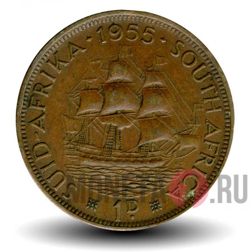 1 пенни 1955 года - Южная Африка - Корабль Дромедарис