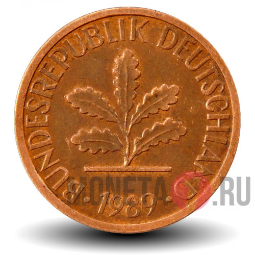 1 пфенниг 1989 года - ФРГ - D