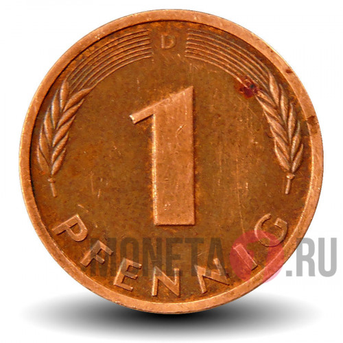 1 пфенниг 1989 года - ФРГ - D