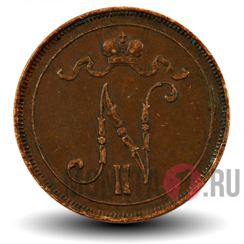 10 пенни 1915 года - Финляндия - Вензель Николая II