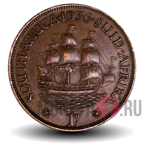 1 пенни 1936 года - Южная Африка - Корабль