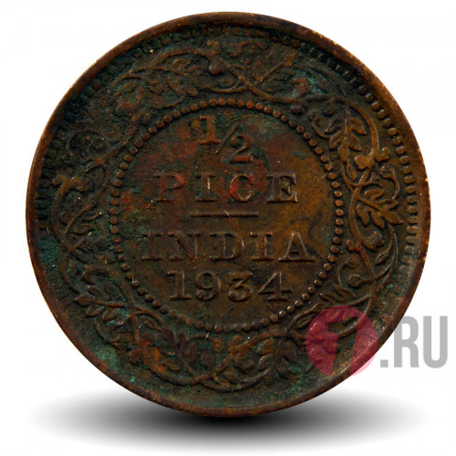 1/2 пайса 1934 года - Британская Индия - George V