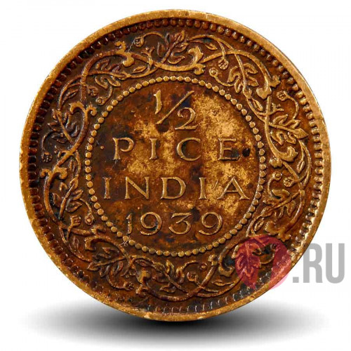 1/2 пайса 1939 года - Британская Индия - George VI