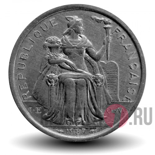 2 франка 1987 года - Французская Полинезия