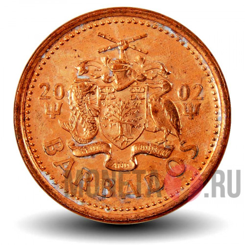 1 цент 2002 года - Барбадос - Трезубец