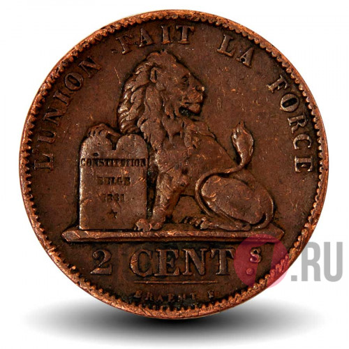 2 сантима 1875 года - Бельгия - Леопольд II