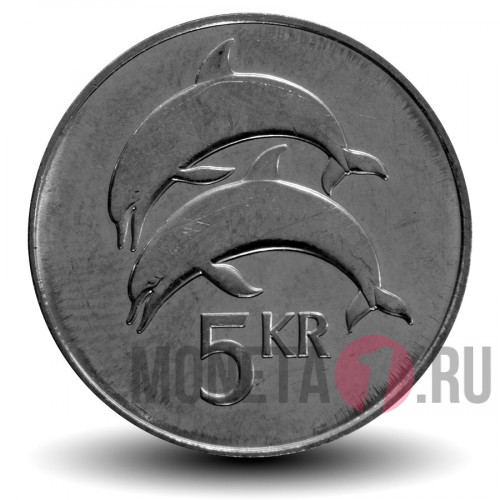 5 крон 2007 года - Исландия - Дельфины