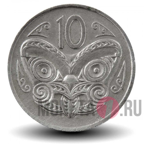 10 центов 1975 года - Новая Зеландия - Маска Маори