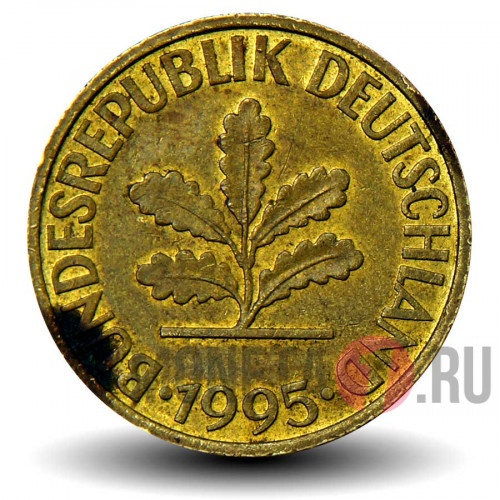 10 пфеннигов 1995 года - ФРГ - Дуб - F