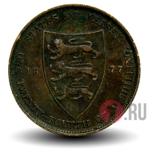 1/24 шиллинга 1877 года - Остров Джерси - Узкий щит