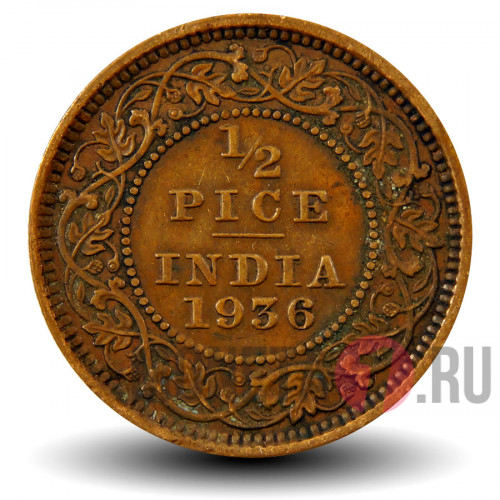 1/2 пайса 1936 года - Британская Индия - George V