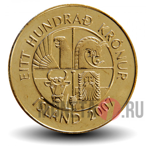 100 крон 2007 года - Исландия - Рыба Пинагора