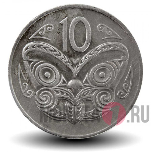 10 центов 1974 года - Новая Зеландия - Маска Маори