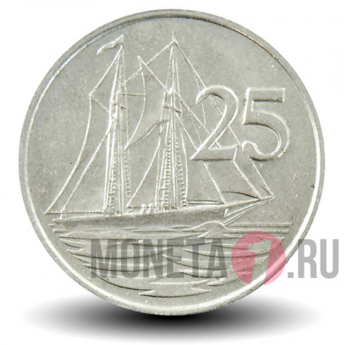 25 центов 1982 года - Каймановы Острова - Парусник