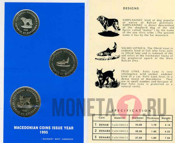 Набор монет Македонии - 1995 FAO - Банковская упаковка
