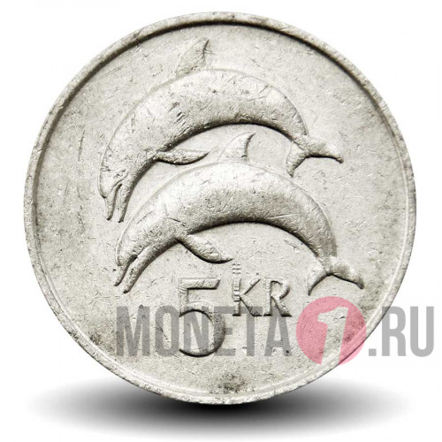 5 крон 1981 года - Исландия - Дельфины