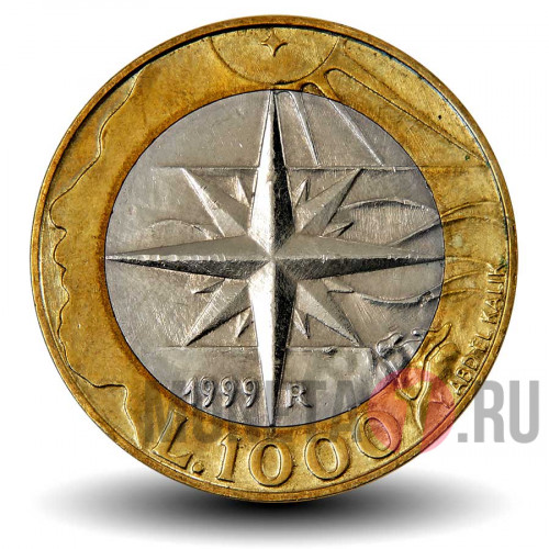 1000 лир 1999 года - Сан-Марино - Роза ветров