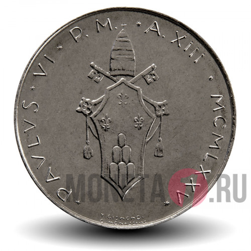 100 лир 1975 года - Ватикан - Павел VI AN XIII - Голубь