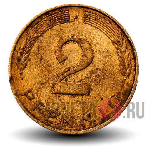 2 пфеннига 1989 года - ФРГ - Дуб - J