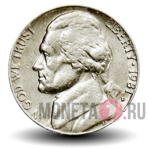 5 центов 1981 года - Усадьба Монтичелло (Monticello) - США - D