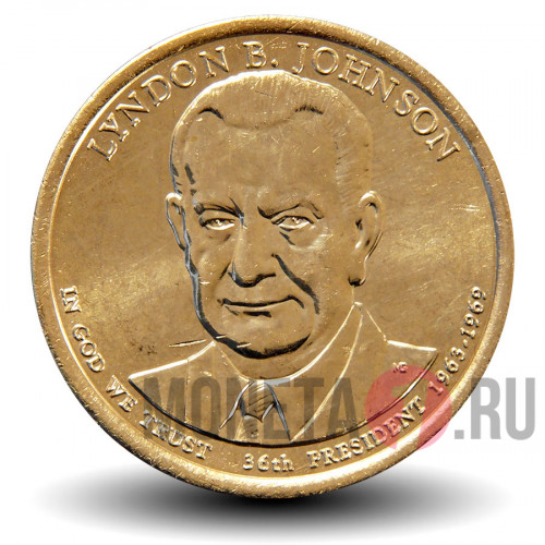 1 доллар 2015 года - 36-й президент США - Линдон Джонсон - D