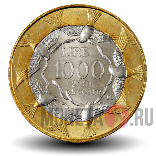 1000 лир 2001 года - Сан-Марино - Голуби