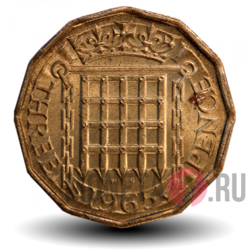 Three pence 1965 года - Великобритания - Без обращения