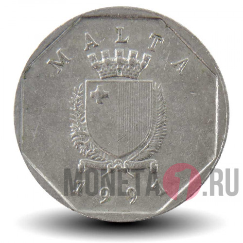 5 центов 1991 года - Мальта - Мальтийский пресноводный краб
