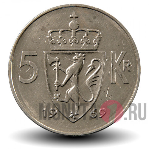 5 крон 1969 года - Норвегия - Король Олав V