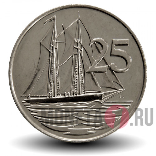 25 центов 2008 года - Каймановы Острова - Парусник