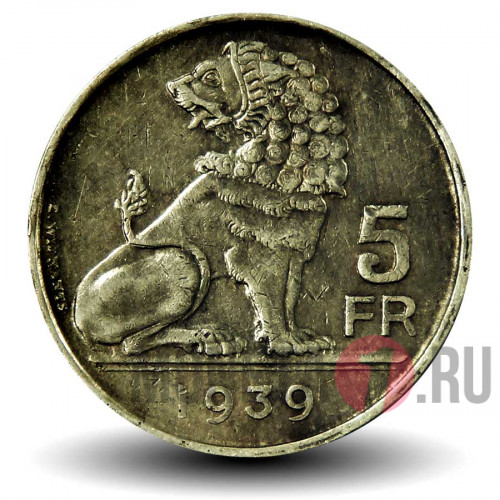 5 франков 1939 год - Бельгия - BELGIE-BELGIQUE