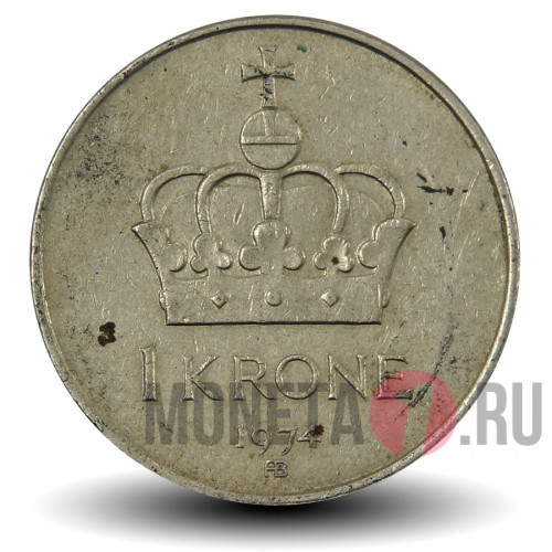 1 крона 1974 года - Норвегия - Олав V