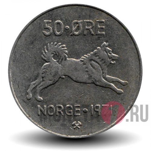 50 эре 1971 года - Норвегия - Собака Элкхаунд