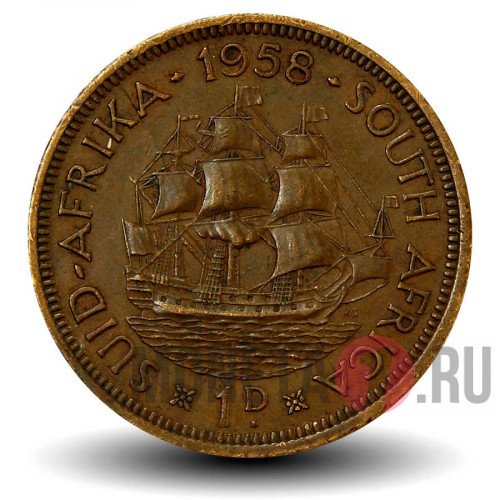 1 пенни 1958 года - Южная Африка - Корабль