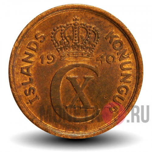 1 эйре 1940 года - Исландия в составе Дании - Кристиан X