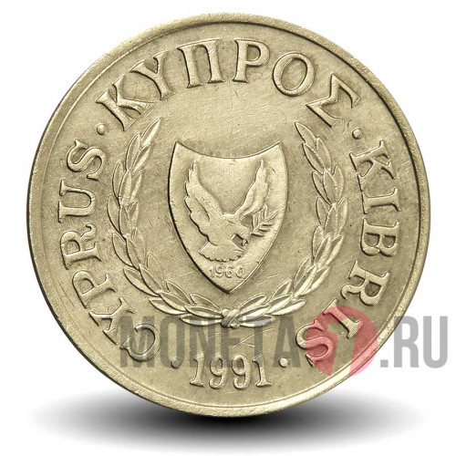 5 центов 1991 года - Кипр - Бык
