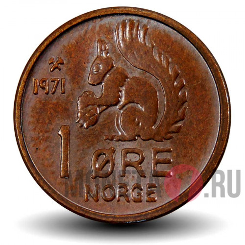 1 эре 1971 года - Норвегия - Белка - aUNC