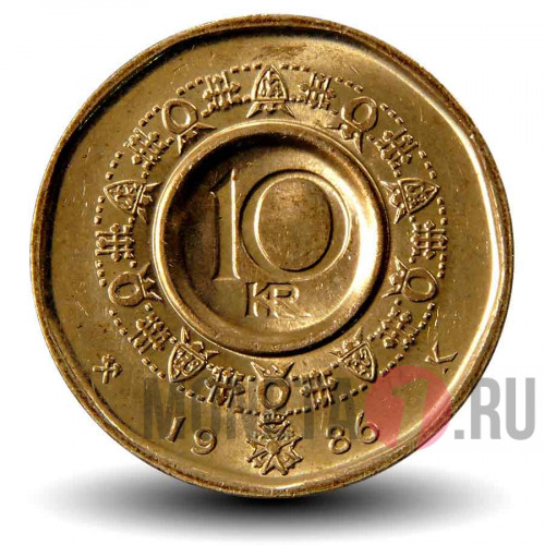 10 крон 1986 года - Норвегия - Король Олав V