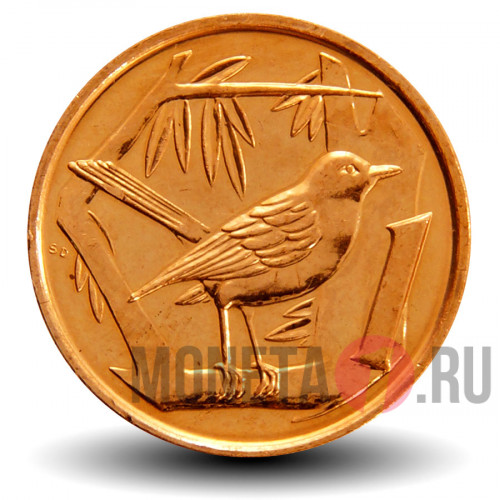 1 цент 2008 года - Каймановы Острова - Дрозд