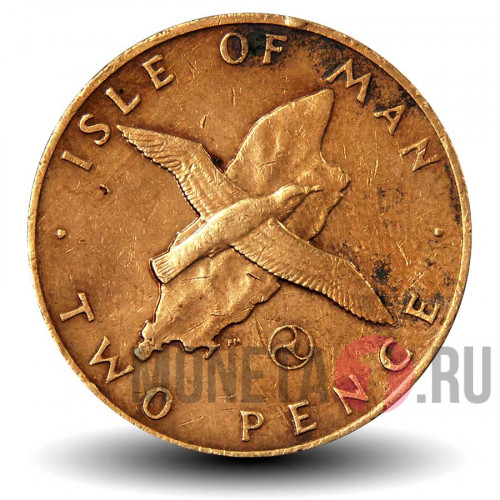 2 пенса 1979 года - Остров Мэн - Буревестник (без отметки двора)