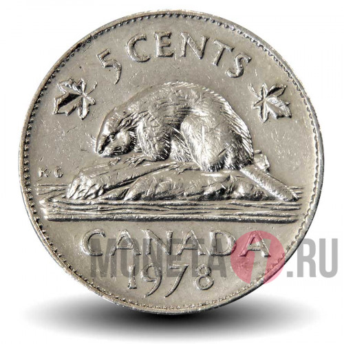 5 центов 1978 года - Канада - Бобр