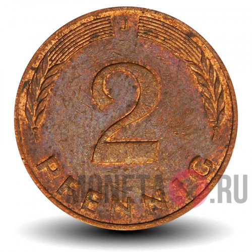 2 пфеннига 1986 года - ФРГ - Дуб - J