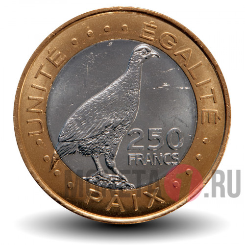 250 франков 2012 года - Джибути - Биметалл