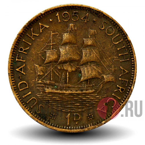1 пенни 1954 года - Южная Африка - Корабль