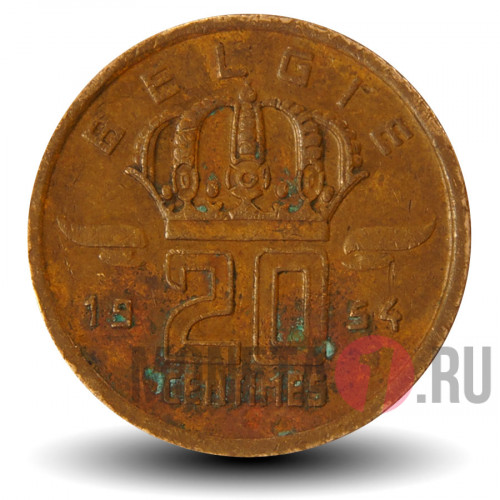 20 сантимов 1954 года - Бельгия - Бодуэн I - BELGIE