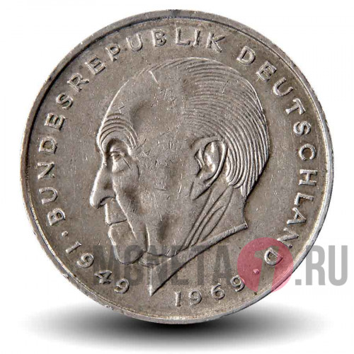 2 марки 1975 года - Аденауэр Конрад - ФРГ - F