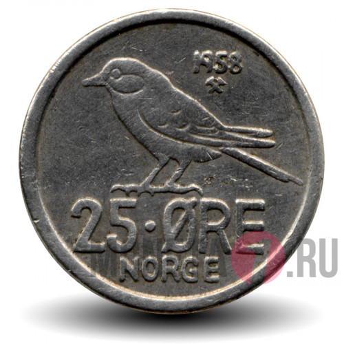 25 эре 1958 года - Норвегия - Сибирская синица