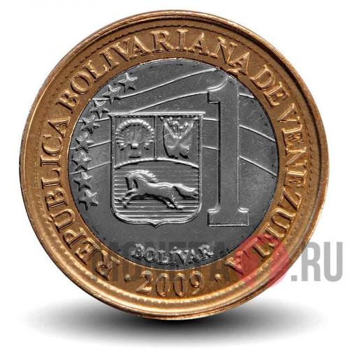 1 боливар 2009 года - Венесуэла - Симон Боливар